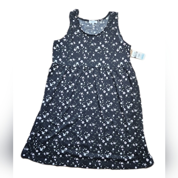 NWT My Style Black Floral Stretch Summer Dress Size M - Picture 1 of 5